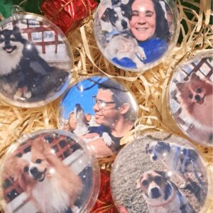 Kit 12 bolinhas de Natal Personalizadas com a foto do seu pet